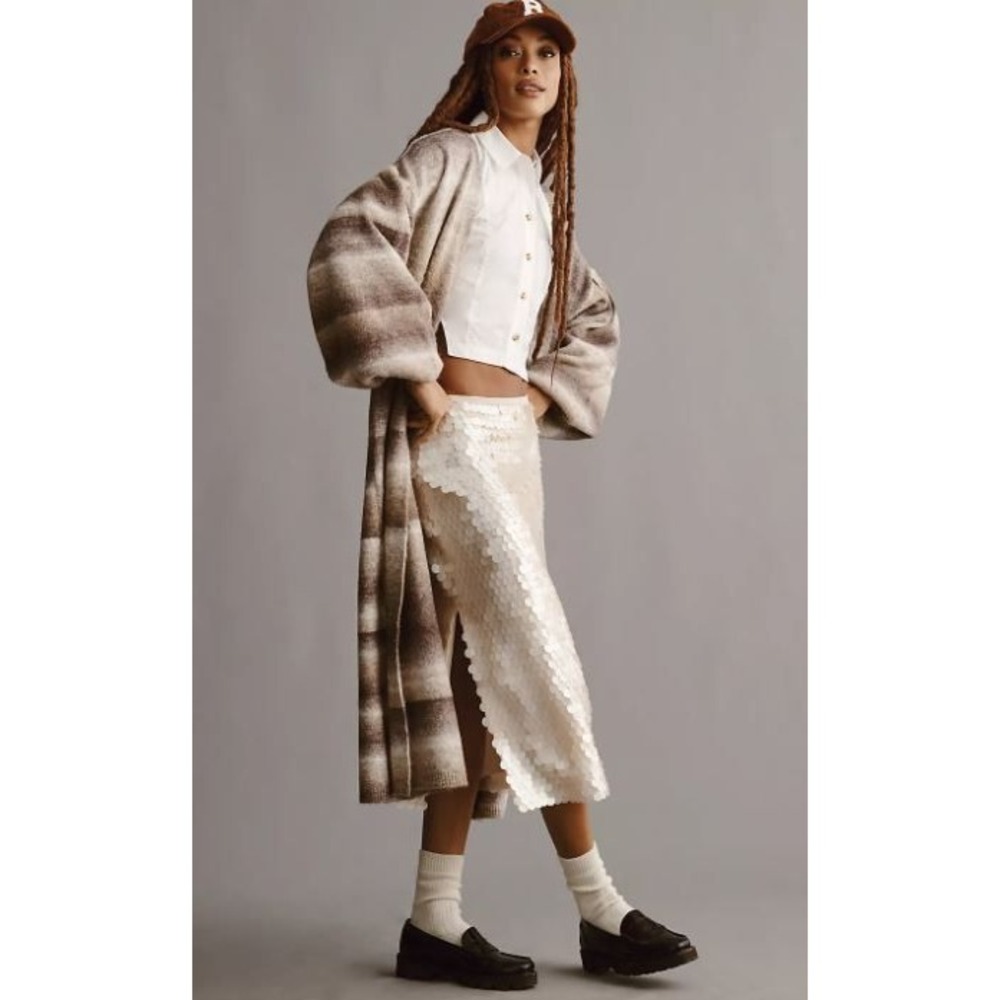Anthropologie Cozy‎ Ombre Stripe Duster Sweater Balloon Sleeve Women's OS NEW